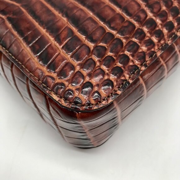 Brahmin Pecan Croc Embossed Leather Marley Crossbody Bag - Picture 9 of 10
